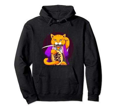 Sudadera de la suerte japonesa samurai, gato, gato, bushido, estética, otaku,