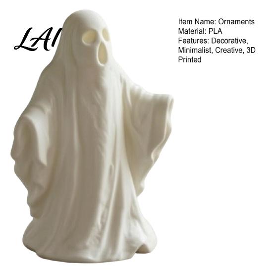 Desktop Ornament for Halloween 3D Printed Ghost Statue Ornament Funny Figurine Minimalist Pleated Creative Birthday Gifts Cloak Sculpture