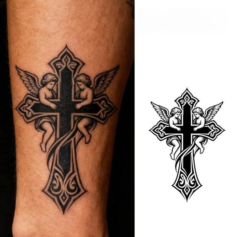Bussola Ancoraggio Impermeabile Permanente Croce Erbe Tatuaggio Adesivo Per Uomini e Donne Duraturo 7-15 Giorni Adatto per il Braccio