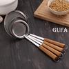 Stainless Steel Strainer Ladle with Wooden Handle - 16cm Kitchen Oil Skimmer & Flour Sifter