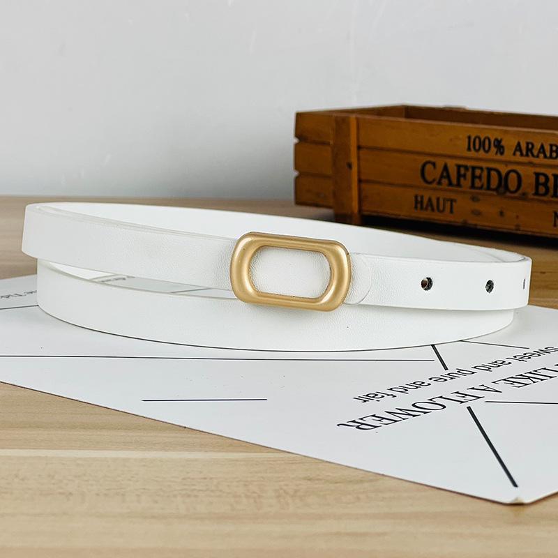 Women's Leather Decorative Buckle Pull-Through Waistband Belt for Skirts and Suits - Punch-Free Design.