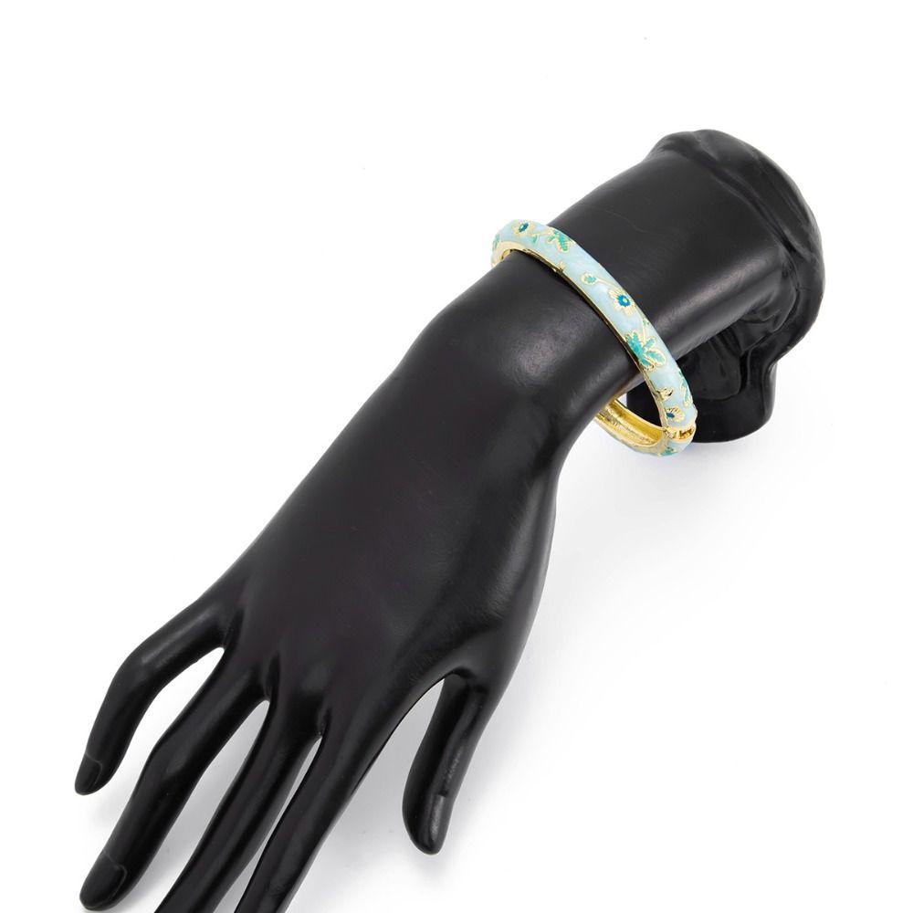Minimalist Vintage Cloisonne Bangle Traditional Women's Hand Bracelet Glazed Bangle  Gold Jewelry