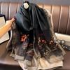 Women's Silk Wool Embroidered Scarf - Dual-Use Winter Shawl & Neck Gaiter