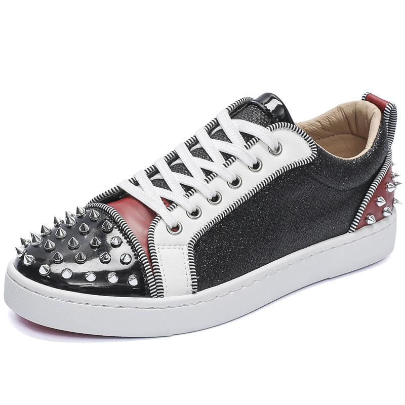 Pantofi casual cu nituri pentru bărbați cu talpă roșie, modă pentru bărbați, spirit diamant fierbinte, tendință băiețească, pantofi pentru bărbați CL053