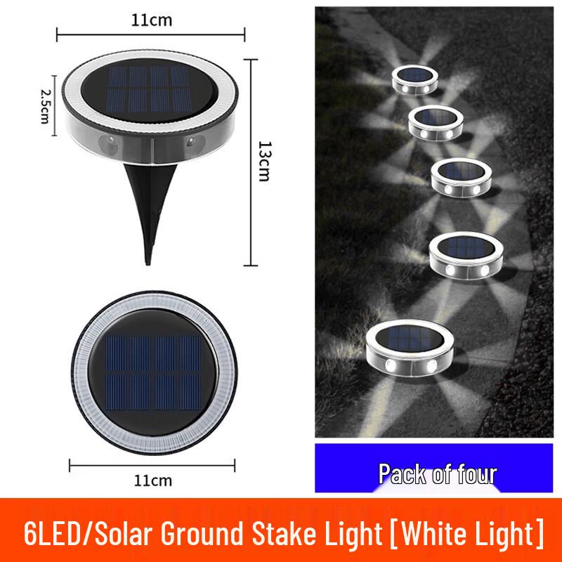 Solar Powered Outdoor 6-LED Ground Lights (4-Pack)