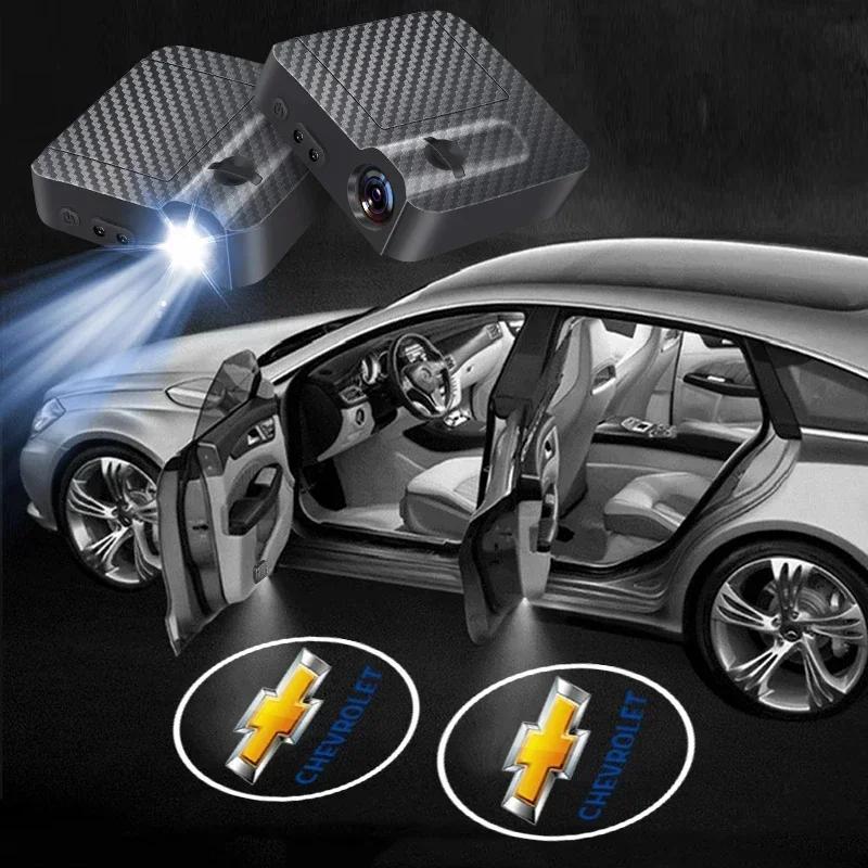 AABHG1 2Pcs Car LED Decorative Door Light Welcome Projector Lamp Fit Chevrolet Silverado Impala Malibu Equinox Cruze Camaro Blazer Aveo