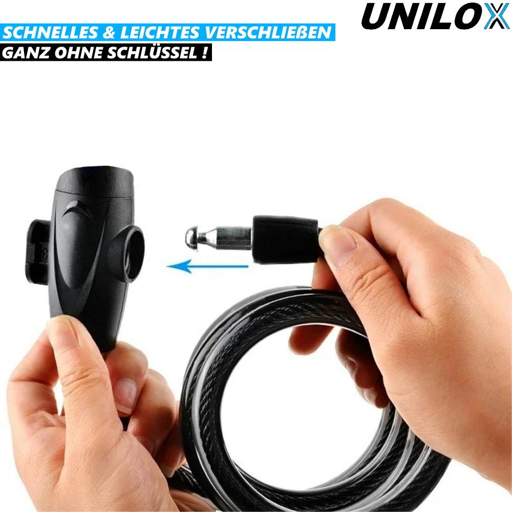 UNILOX Lacăt cu cablu spiralat lacăt de bicicletă lacăt de poartă cablu de oțel lacăt cu cablu