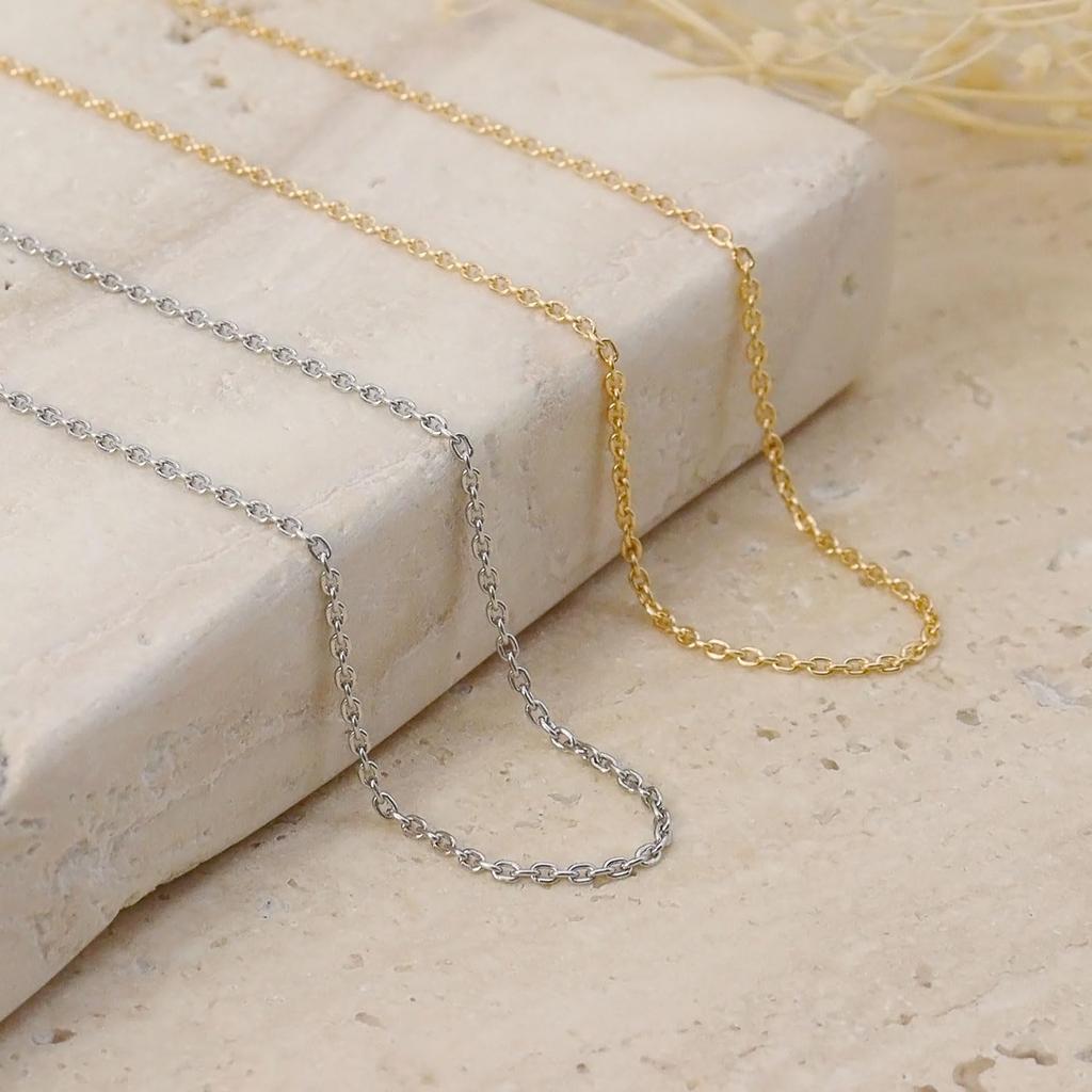 Lala Christie Platinum Pt850 Round Azuki Chain Necklace with Slide Adjuster, Adjustable Length, 1.1mm Wide, Approximately 2.8g, 45cm Long (lc97-0035)