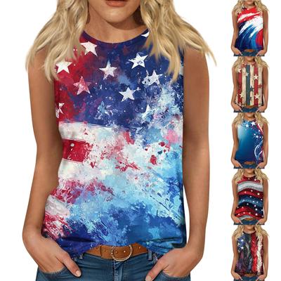 Women's Fashion Summer Round Neck Tank Top Lightweight Sleeveless  Print Tank Top