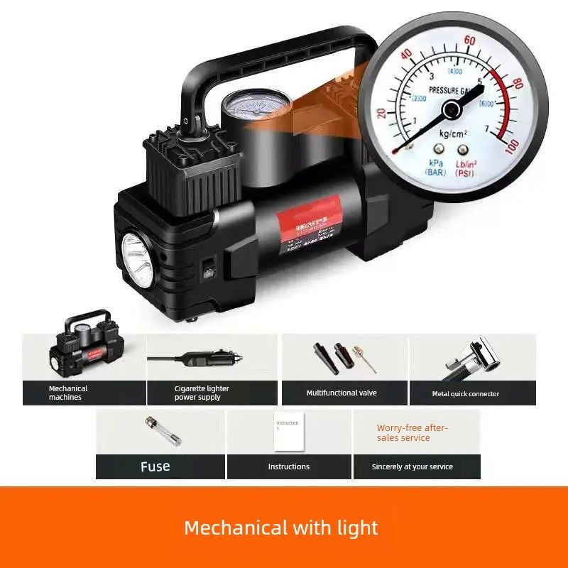 

German Imported Japanese Car Air Pump 12V Portable Dual-Cylinder High-Pressure Air Pump for Cars and Sedans Multifunctional Mechanical Watch [with Light]