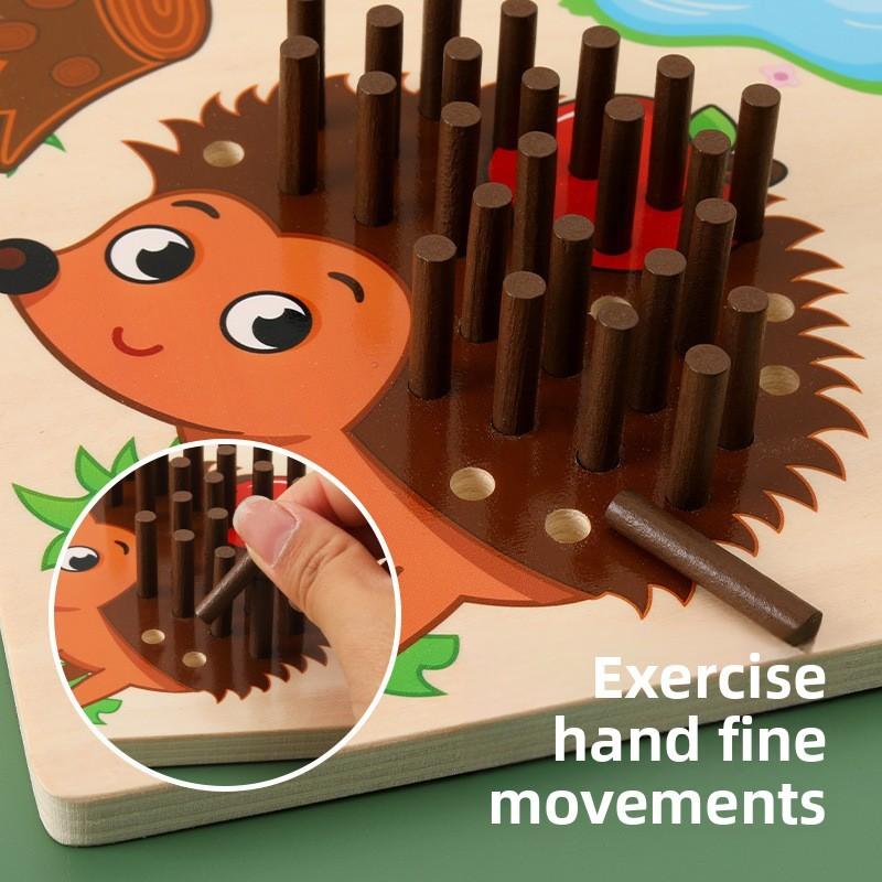 Sensory Wooden Hedgehog Training Set For Kids Brain And Motor Skills Enhancement