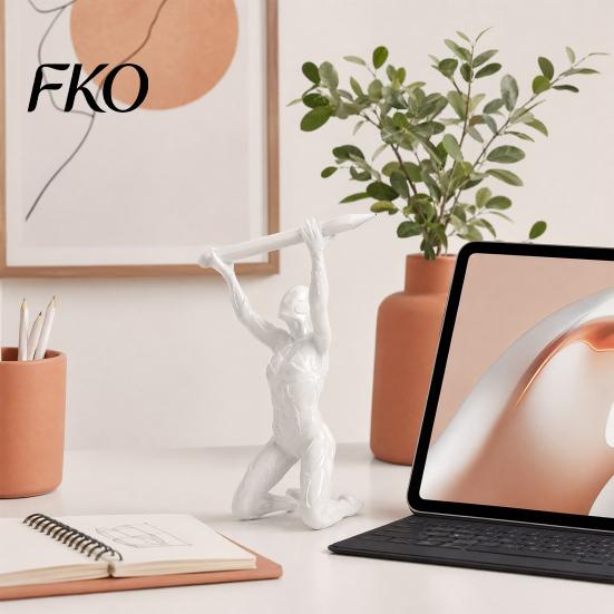 Matte White Pen Holder 3D Printed Kneeling Holder, Weightlifting Design Organizer, Desktop Decoration Creative Pencil for Office Home Accessories