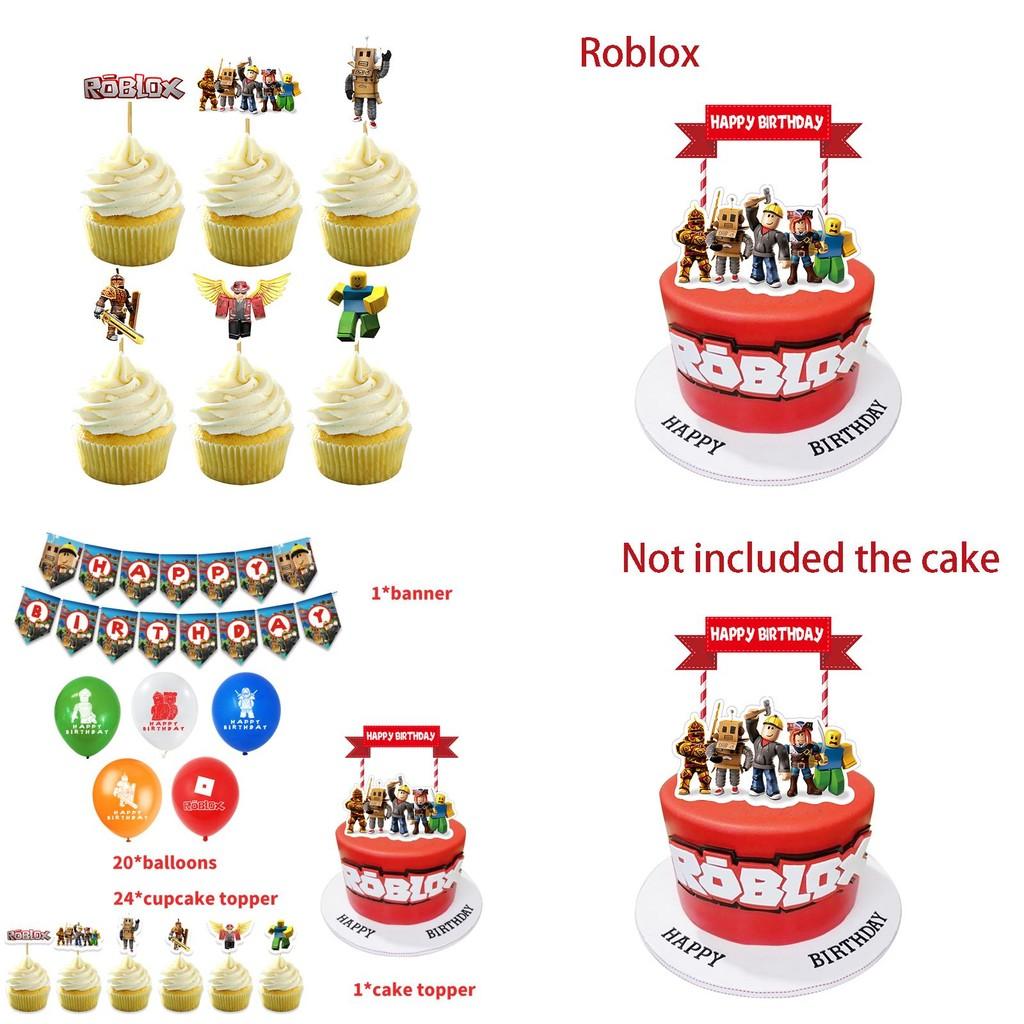 Kit de Fournitures de Fête d'Anniversaire Roblox avec Bannière, Ballons et Décorations de Gâteau Vibrants pour Enfants