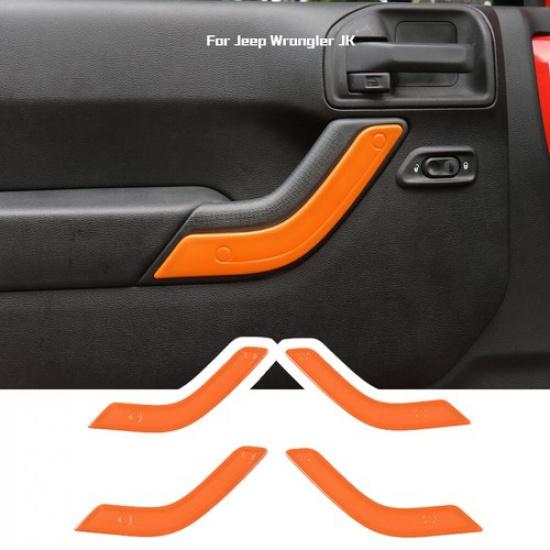 Orange Interior Door Handle Panel Cover Strips Trim For Jeep Wrangler JK 2011-17