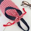 Water Bottle Holder Water Bottle Cover Grid Small Storage Bag Cute Drawstring Canvas Cup Bag  Girls
