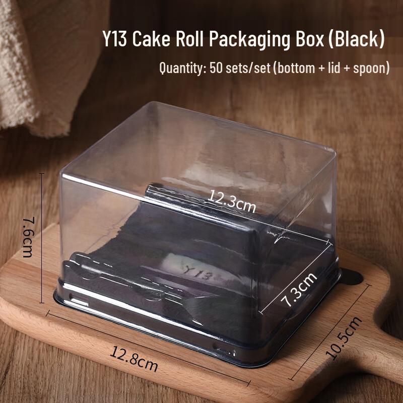 Transparente Verpackungsbox für Biskuitrolle mit Gabel