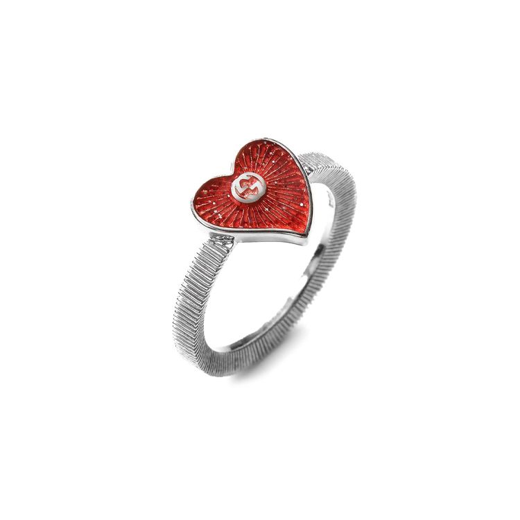 Gucci Red Heart Decorated 925 Silver Ring Unisex rings 455326-J8410-8133 14