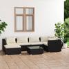 Vidaxl 7-Cz. Garden Lounge Set, Cushions, Black PE Rattan