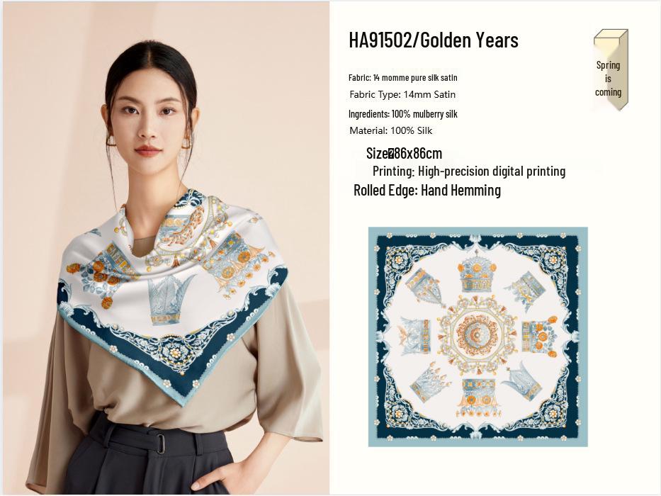 Women's 100% Mulberry Silk Scarf, 90cm Square, 14 Momme Shawl - Perfect Gift for Mother, Girlfriend, Birthday or Festival