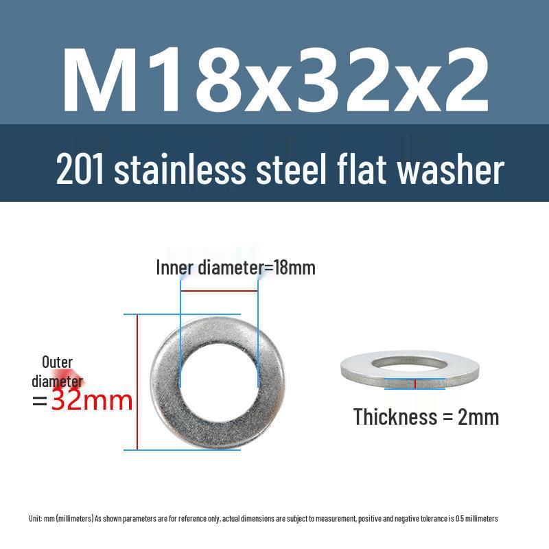 Yigu Oversized Thickened 201 Stainless Steel Flat Washers for M3, M4, M5 Industrial Use