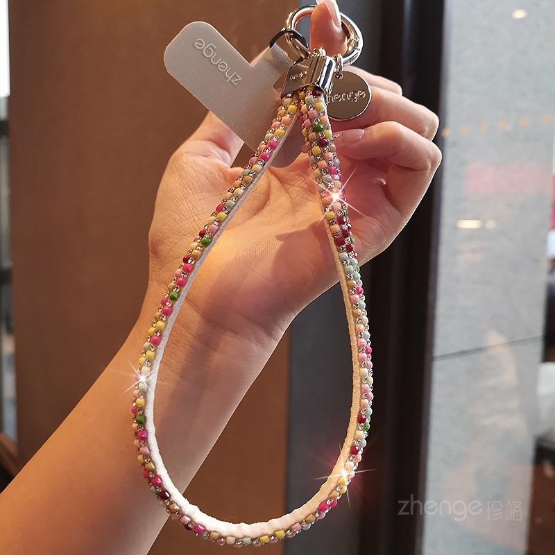

Full Diamond Wrist Mobile Phone Lanyard ins Fashion Xiaoxiangfeng Women s Mobile Phone Chain Lanyard Short Outdoor Travel Mountaineering [color] tag half-flash diamond bracelet