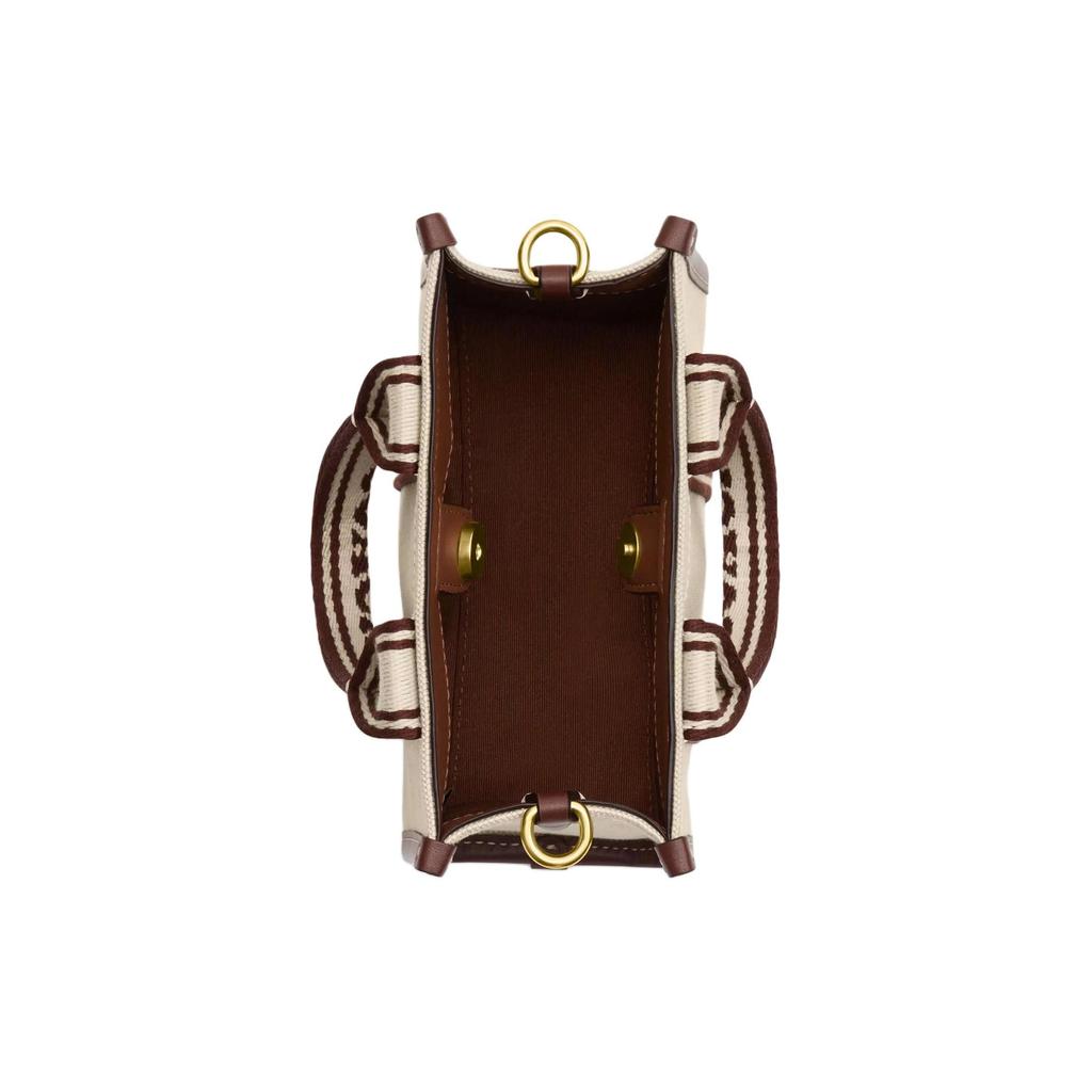 Coach Smith 16 Snap Closure Multi-Functional Pocket Canvas And Fine Calfskin Tote Bag Shopping Bag Shoulder Crossbody Handbag Mini CS618-IMNAM