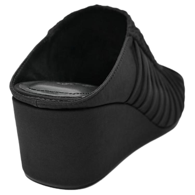 Zara Fanglu Lin Collaboration Slip-On Comfortable Design Pleated Fabric Wedge Heels Rubber Sole Anti-Wear Closed-Toe Mules Women Footwear 1830510800