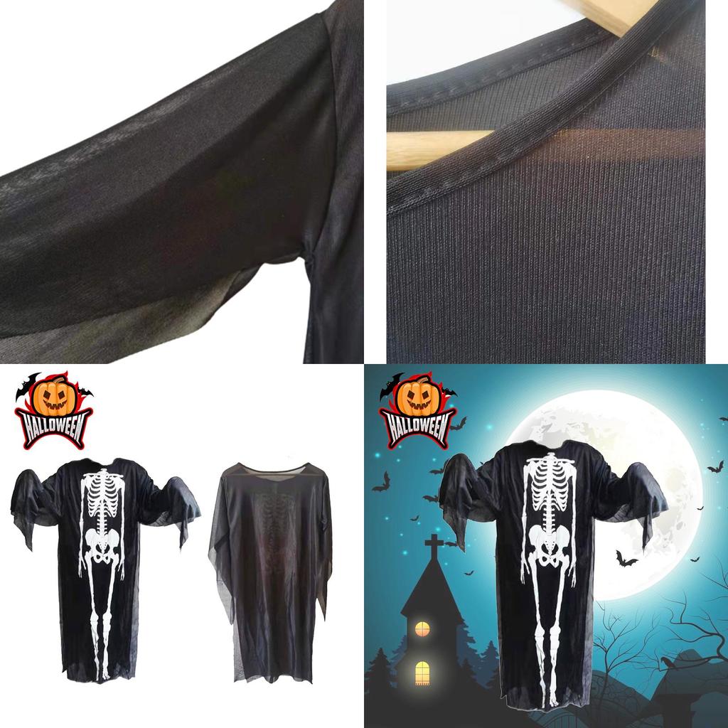 Halloween Skeleton Ghost Fancy Dress Cosplay Costume For Adults And Kids