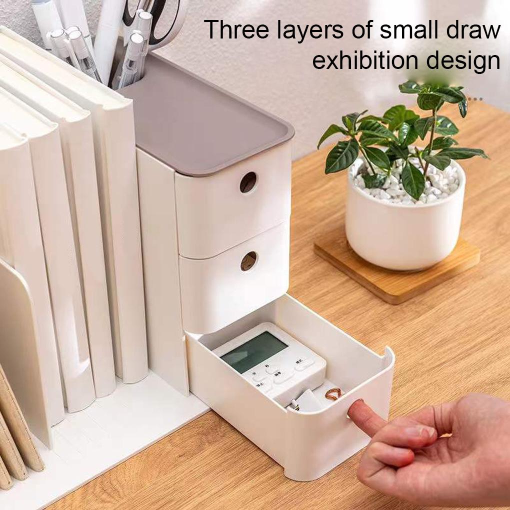 Large Desktop Book Storage Box Holder Document Stationery Bookend Drawers Business Multi-Grids Home Students Shelves