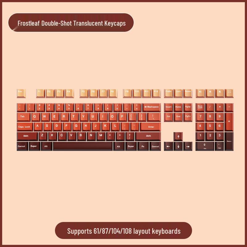 PBT Gradient Color Mechanical Keyboard Keycaps, Personalized Double Shot, Side Printed, Translucent, Five-Sided Dye Sublimation, Full Set
