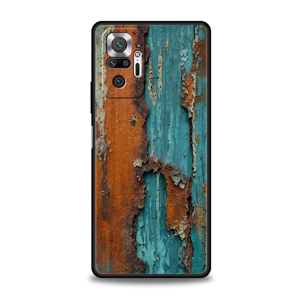 Vintage Industrieller Stil Rostige Handyhülle für Redmi 14C 10C Note 15 14 13 12 10 11 K40 Pro Plus Stoßfeste Weiche TPU-Schale