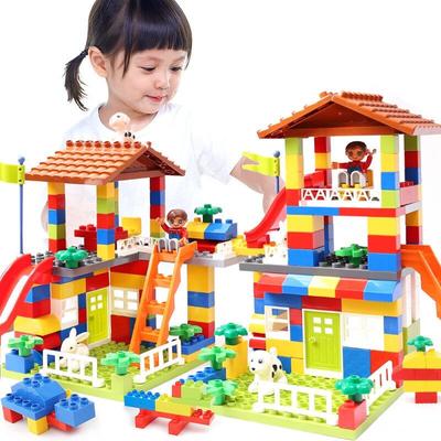 89 STÜCKE Große Rutsche Blöcke Stadthaus Dach Große Partikel Baustein Burg Ziegel Spielzeug Für Kinder
