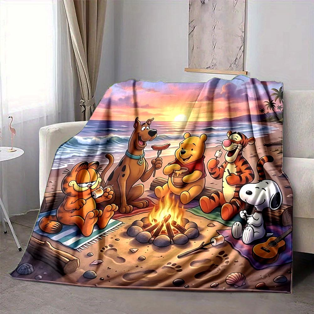 1Pc Christmas Winnie Pooh Blanket Soft And Comfortable Casual Warm Camping Travel Christmas Halloween Gift M917106