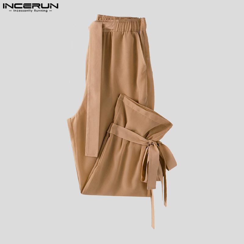 INCERUN 2PCS Sets Mens See Through Long Sleeve Open Front Tops Harem Pants Beach Home Outfits