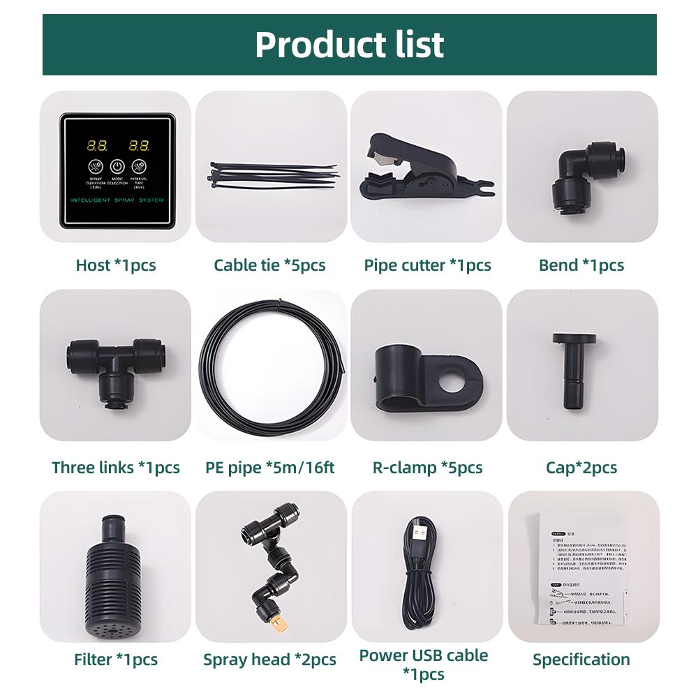 Reptile Fogger Smart Spray System Touchscreen Controller Reptile   Automatic with Timer Low Noise 360 Degrees   Misting Nozzles for Terr