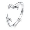 925 Silver Cat Pet Adjustable Rings For Women Animal Dog Open Ring Family Daughter Birthday Jewelry Girl Gift