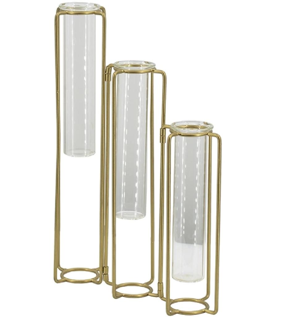 Elegant Interior Glass Vase Beaker Flower Vase Test Tube Vase for Beauty Salons and Nail Salons 85346FV [Modern Base]