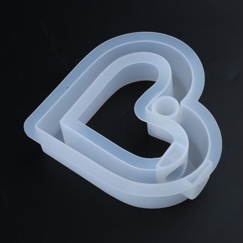 Heart Silicones Molds with Test Tube for Flower Vase Glass Planter Stations Stand Plant Stations Table Decorations