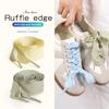 2.5cm Wide Ruffled Fish-Tail Flounce Single-Layer Shoelace in Colorful Black and White Wavy Trim