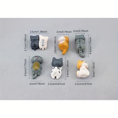 6PCS Back View Cat Healing Cute Cat Interior Decoration, Center Console Screen, Cartoon Figurine Decoration, Monitor Decoration