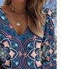 Lady Bohemian Retro Western Style V-Neck Shirt - Lantern Sleeve Top, suitable for casual wear, vacations and daily outfits