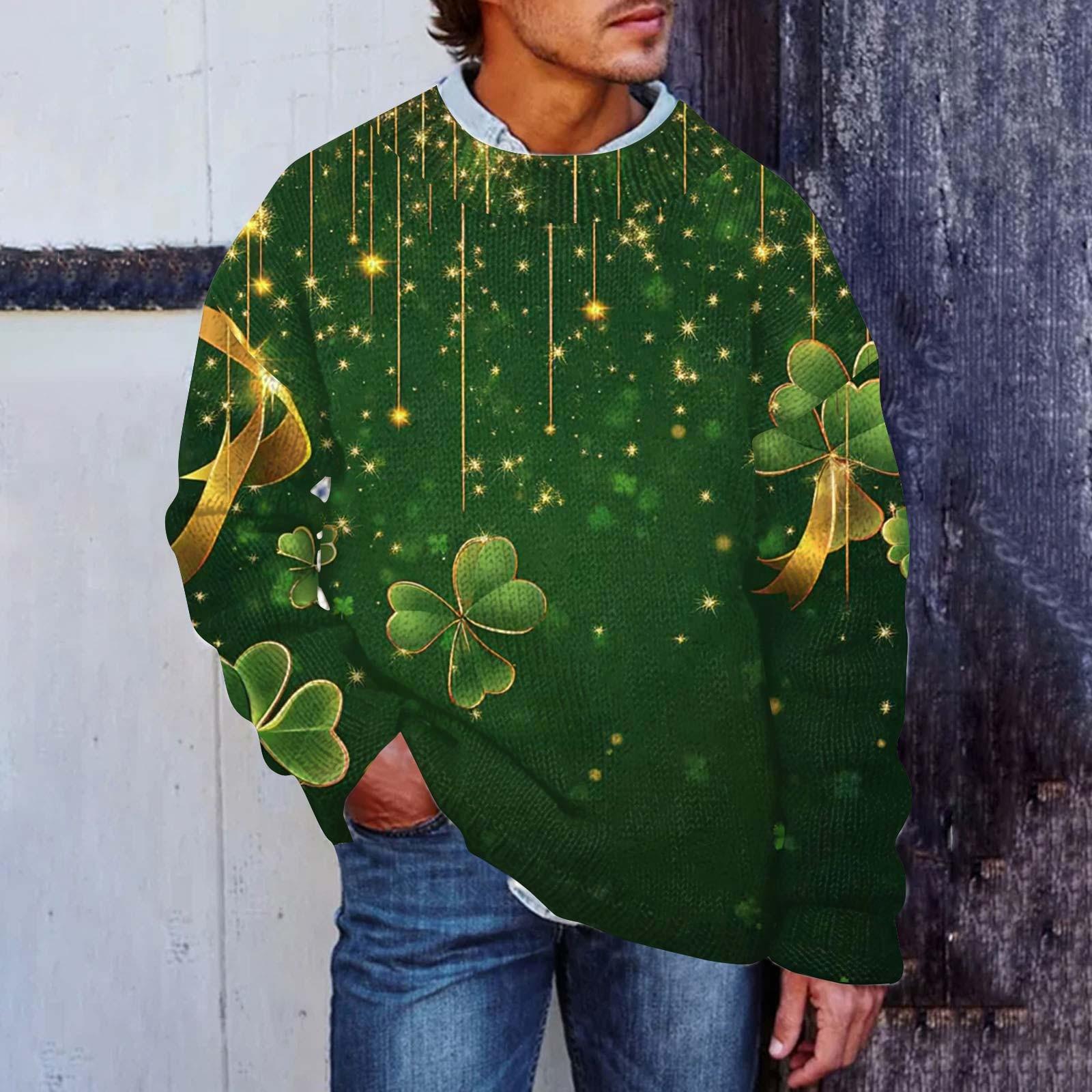 

Мужской принтованный искусственный свитер, толстовка с круглым вырезом, свободный топ с длинными рукавами XXXXXL зелёный