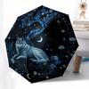Enchanted Night Wolf Wall Art: Mystical Moonlit DecorUmbrella with Cute Design, Portable 3-Fold Compact Umbrella for Men & Women, Valentine's Day Moth