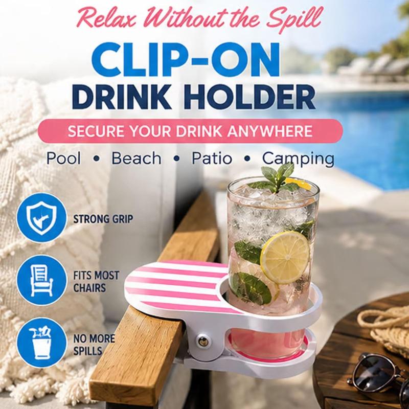 Mainstays Clip-On Drink Holder - Secure Your Beverage Anywhere, Beach Chair Cup Holder With Clamp, Portable Cup Holder For Desk