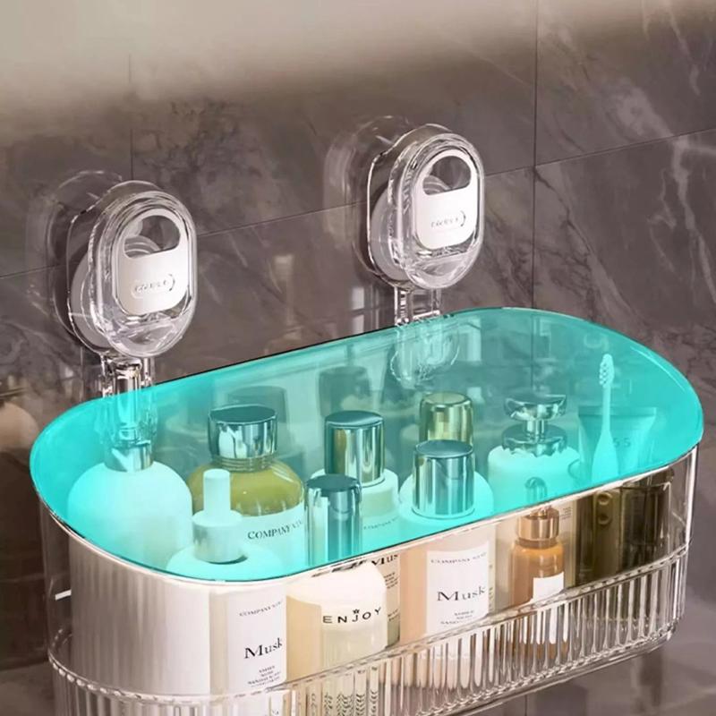 No-Drill Bathroom Suction Storage Box Large Capacity & Strong Load-Bearing Multi-Functional Suction Cup Wall-Mounted Shelf Rack