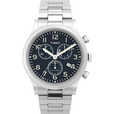 Orologio Waterbury Traditional Chrono quadrante nero acciaio inossidabile vetro minerale orologio al quarzo marca TW2W48200 argento uomo [Articolo]