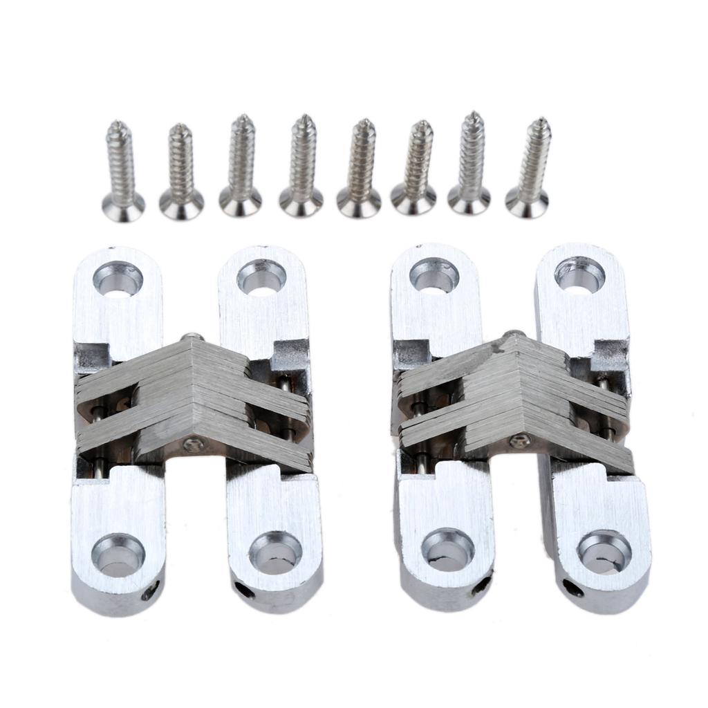 2pcs Door Hinges 304 Stainless Steel Hidden Invisible Concealed Folding Heavy Duty Kitchen/Garage Gate Hardware W/screw Fitting