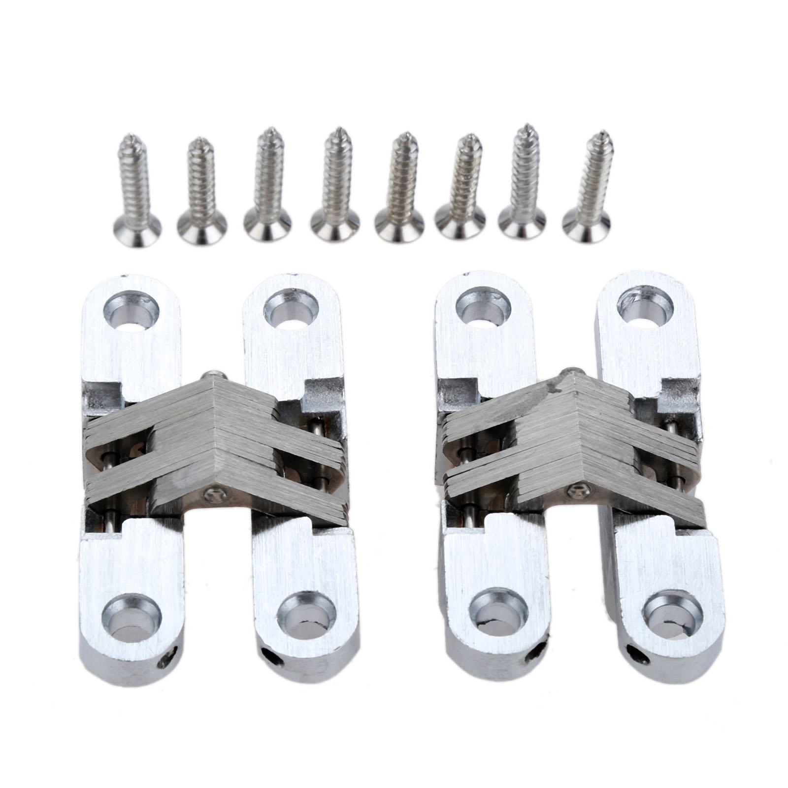 

2pcs Door Hinges 304 Stainless Steel Hidden Invisible Concealed Folding Heavy Duty Kitchen/Garage Gate Hardware W/screw Fitting