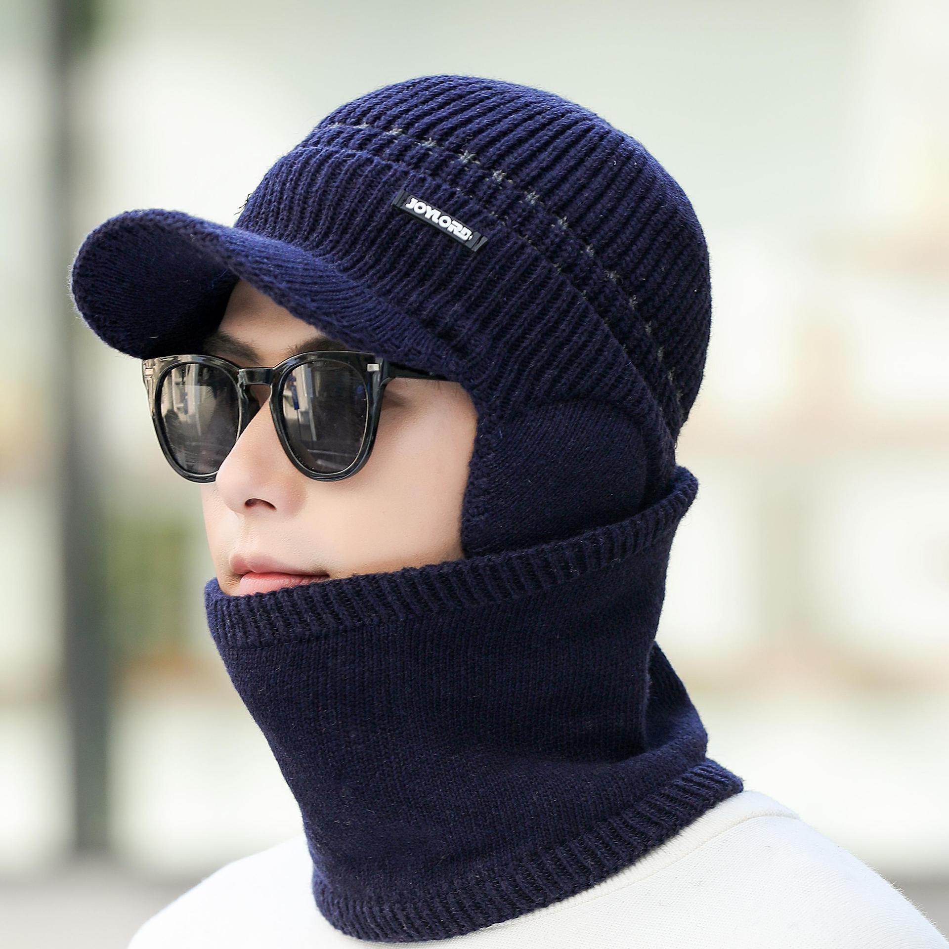 

Бархатная черная шапка Вязаная шапка Шерстяная шапка Мужская зимняя холодная шапка Теплая Вэньлин Плюс бархатное утолщение one size