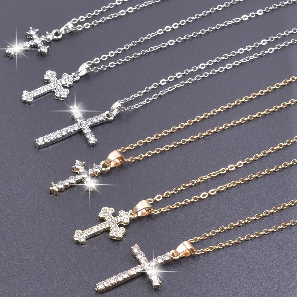 Cross Charm Necklace Crystal Pendant Necklaces For Women Men Accessories Rhinestone Christ Crosses Choker Gift Fashion Jewelry